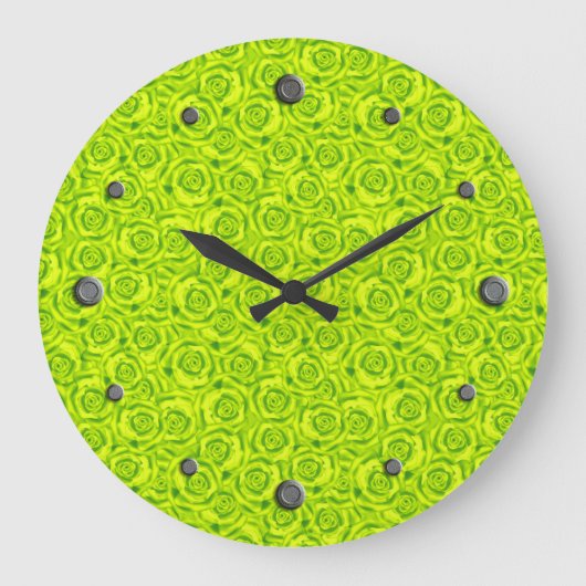 Green neon, rose, green , bright , modern , elega grote klok (Voorkant)