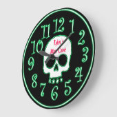 Green Neon Skull Custom Name Man Cave Clock Grote Klok (Hoek)