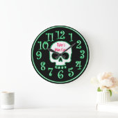 Green Neon Skull Custom Name Man Cave Clock Grote Klok (Huis)