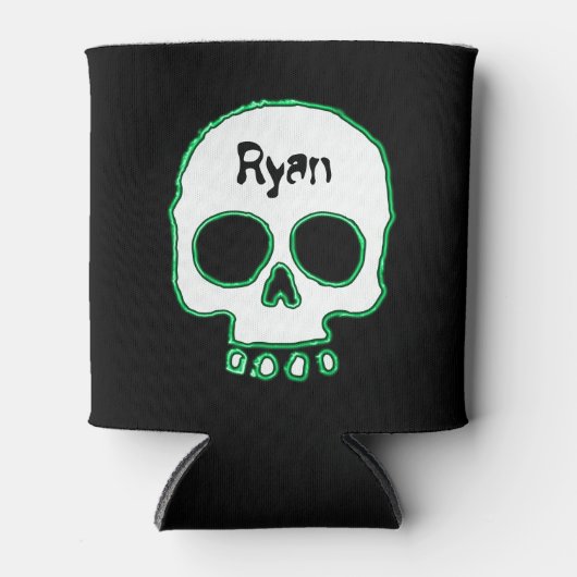 Green Neon Skull Naam toevoegen Koelbox Blikjeskoeler (Voorkant)