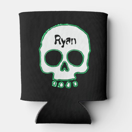 Green Neon Skull Naam toevoegen Koelbox Blikjeskoeler (Achterkant)