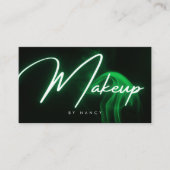 Green Neon & Smoke Makeup Handwritten Script Visitekaartje (Voorkant)