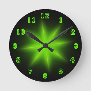 Green Neon Star 8" Ronde Klok