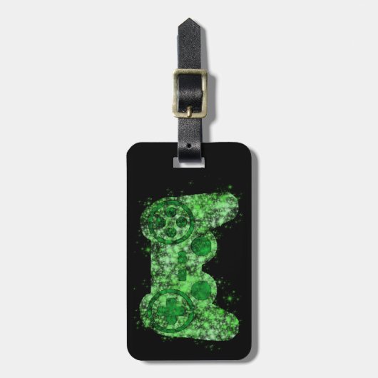 Green Neon Video Game Controller Bagagelabel (Voorkant verticaal)