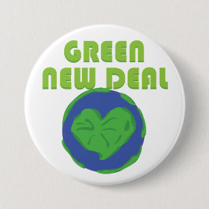 Green New Deal Love Earth Heart Ronde Button 7,6 Cm