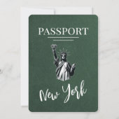 Green New York Passport Wedding Kaart (Achterkant)