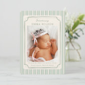 Green Newborn Photo Collage Baby Birth  Aankondiging (Staand voorkant)