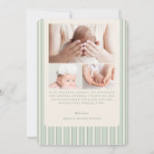 Green Newborn Photo Collage Baby Birth  Aankondiging (Achterkant)