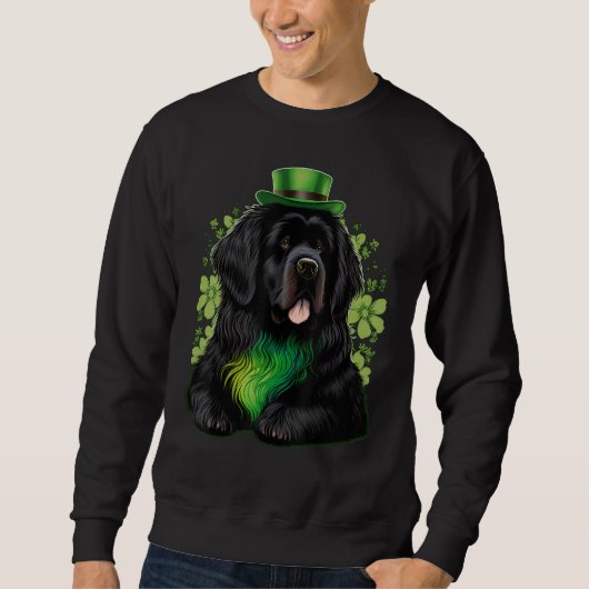 Green Newfie Dog shamrock St Patricks Day Newfound Trui (Voorkant)