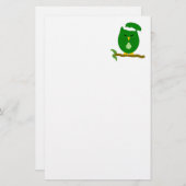 Green Night Owl Design Briefpapier (Voorkant / Achterkant)