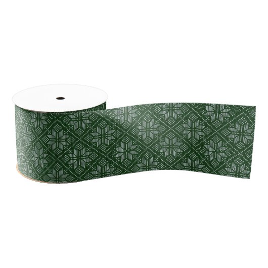 Green Nordic Knit Snowflake Christmas Ribbon Grosgrain Lint (Spoel)