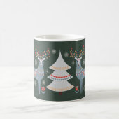 Green Nordic Reindeer Kerstmis Holiday Koffiemok (Center)