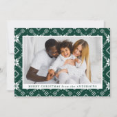 Green Nordic Snowflake Pattern Foto Feestdagenkaart (Voorkant)