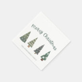 Green Nordic Trees Merry Kerstmis Napkins Servet (Hoek)