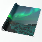 Green Northern Lights Cadeaupapier (Uitgerold)