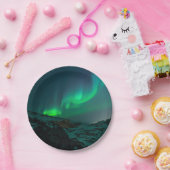 Green Northern Lights Papieren Bordje (Feest)