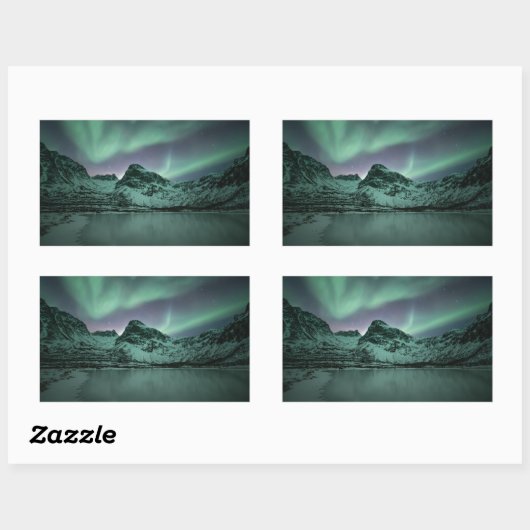 Green Northern Lights Rechthoekige Sticker (Vel)