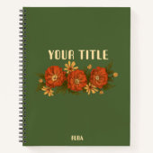 Green Notebook with red and yellow flowers Notitieboek (Voorkant)