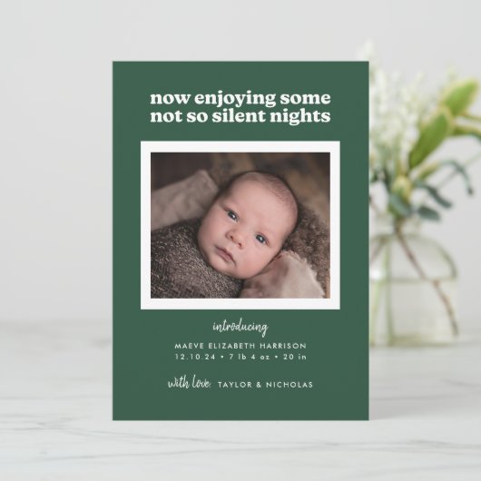 Green Now Enjoying Some Not So Silent Nights Feestdagenkaart (Staand voorkant)