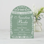 Green Nuestra Boda Papel Picado Spanish Wedding Kaart (Staand voorkant)
