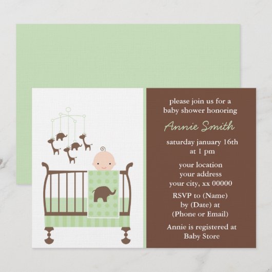 Green Nursery Baby shower Kaart (Voorkant / Achterkant)