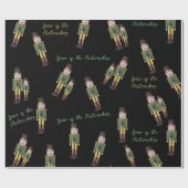 Green Nutcracker Soldaat-kerstkrappelpapier Cadeaupapier (Vlak)