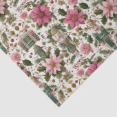 Green Nutcracker with Holiday Florals Tissuepapier (Detail)