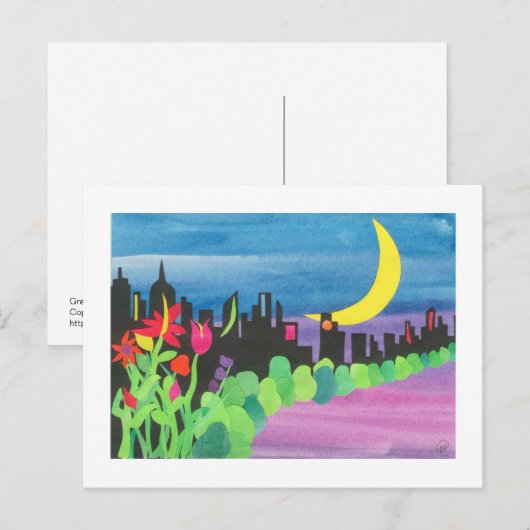 Green NYC bij nacht II 07-09 Briefkaart (Voorkant / Achterkant)