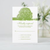 Green Oak Tree Fall Weduwkaart RSVP Kaartje (Staand voorkant)