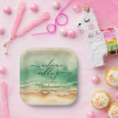 Green Ocean Beach Sand Zee Zomerfeest Papieren Bordje (Feest)