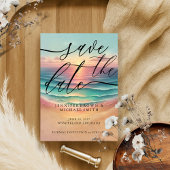 Green Ocean Beach Waterverf Signature Sunny Save The Date