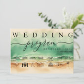 Green Ocean Beach Waterverf Signature Wed-programm Programmakaart (Staand voorkant)