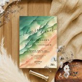 Green Ocean Beach Zomer Waterverf Trouwdiner Kaart