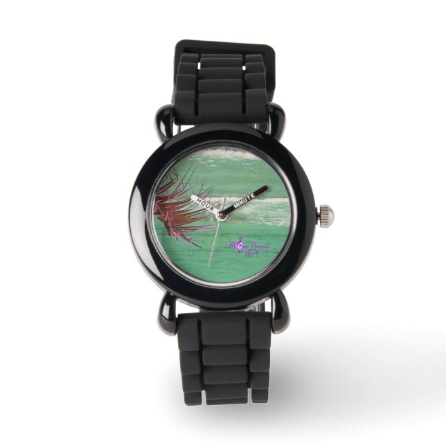 Green Ocean Water Silver Strap Mode horloge (Voorkant)