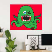 Green Octomonster Poster (Thuiskantoor)