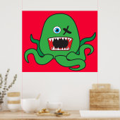 Green Octomonster Poster (Keuken)