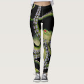 Green Octopus Black Leggings (Voorkant)