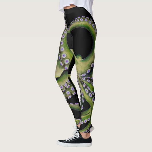 Green Octopus Black Leggings (Links)