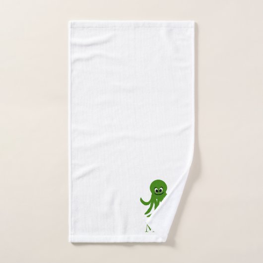 Green Octopus Design Monogrammed Bad Handdoek (Handdoek)