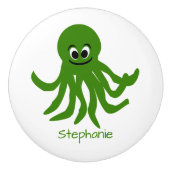 Green Octopus Design Personalised Keramische Knop (Voorkant)