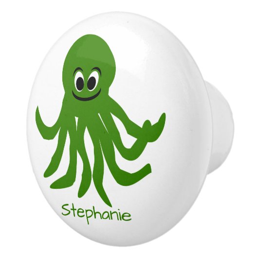 Green Octopus Design Personalised Keramische Knop (Rechts)