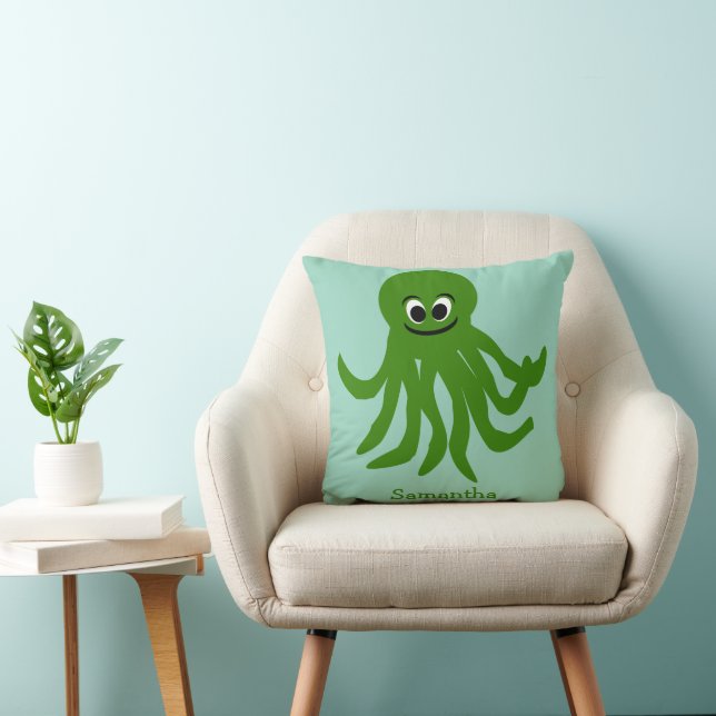 Green Octopus Design Personalised Kussen (Stoel)