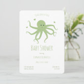 Green Octopus Hearts Cartoon Baby shower Kaart (Staand voorkant)