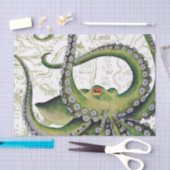 Green Octopus  Map White Tissuepapier (Craft)