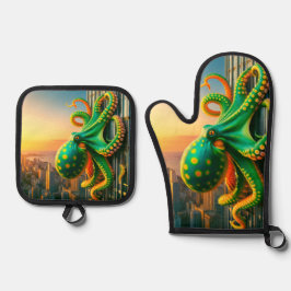 Green Octopus Ovenwant & Pannenlap Set