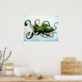 Green Octopus Poster (Keuken)