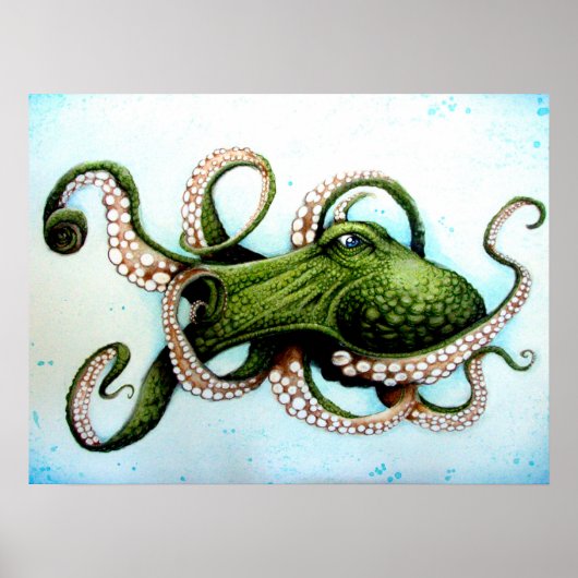 Green Octopus Poster (Voorkant)