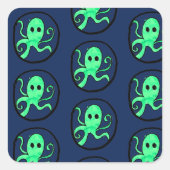 Green Octopus Vierkante Sticker (Voorkant)
