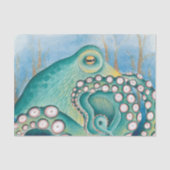 Green Octopus Waterverf Art Tissuepapier (Voorkant)
