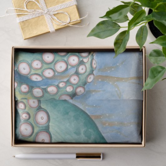 Green Octopus Waterverf Art Tissuepapier (Geschenk)